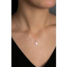 Elika Silver 925 Ayar Harfli Kelebek Model Kadın Gümüş Kolye