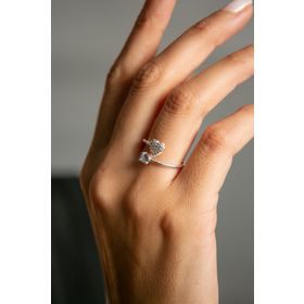 Elika Silver 925 Ayar Kalp Detaylı Kadın Gümüş Yüzük