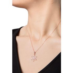 Elika Silver 925 Ayar Kartanesi Model Zirkon Taşlı Kadın Gümüş Kolye