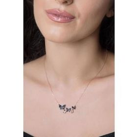 Elika Silver 925 Ayar Kelebek Model Rose Kaplama Kadın Gümüş Kolye