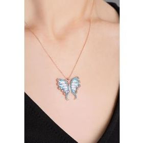 Elika Silver 925 Ayar Kelebek Model Rose Kaplama Kadın Gümüş Kolye