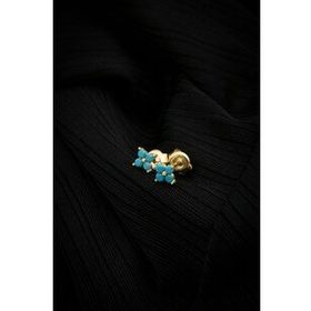 Elika Silver 925 Ayar Mavi Taşlı Yonca Model Kadın Gümüş Küpe
