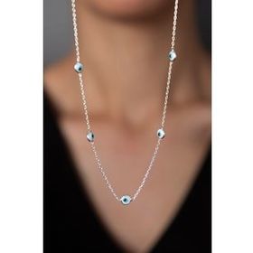 Elika Silver 925 Ayar Nazar Beyaz Model Kadın Gümüş Kolye