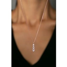 Elika Silver 925 Ayar Pırlanta Rose Modeli Pırıltılı Kadın Gümüş Kolye
