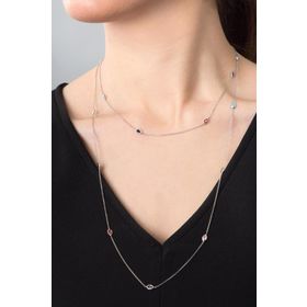Elika Silver 925 Ayar Renkli Taşlı Damla Model Kadın Gümüş Kolye