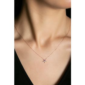 Elika Silver 925 Ayar Renkli Taşlı Yıldız Model Kadın Gümüş Kolye