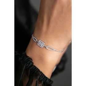Elika Silver 925 Ayar Rodyumlu Zirkon Baget Taşlı Model Kadın Gümüş Bileklik