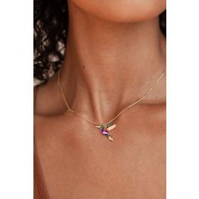 Elika Silver 925 Ayar Rose Kaplama Taşlı Kuş Model Kadın Gümüş Kolye