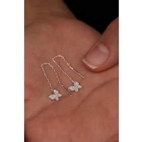Elika Silver 925 Ayar Sallantılı Kelebek Model Kadın Gümüş Küpe