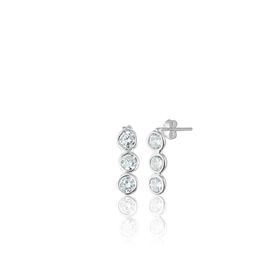 Elika Silver 925 Ayar Sıra Taşlı Rodyum Güçlendirmeli Kadın Gümüş Küpe