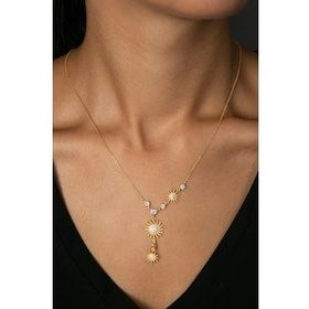 Elika Silver 925 Ayar Sıralı Güneş Altın Model Kadın Gümüş Kolye