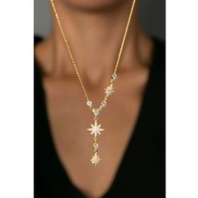 Elika Silver 925 Ayar Sıralı Yıldız Altın Model Kadın Gümüş Kolye