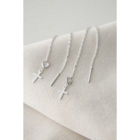 Elika Silver 925 Ayar Taşlı Haç Model Kadın Gümüş Küpe