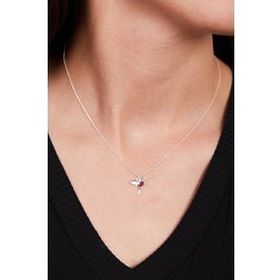 Elika Silver 925 Ayar Taşlı Ruby Kuş Model Kadın Gümüş Kolye