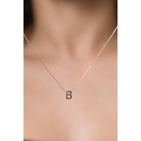 Elika Silver 925 Ayar Üç Boyutlu B Harfi Rose Kaplama Kadın Gümüş Kolye