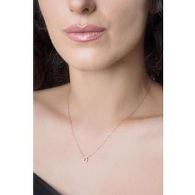 Elika Silver 925 Ayar Üç Boyutlu D Harfi Rose Kaplama Kadın Gümüş Kolye