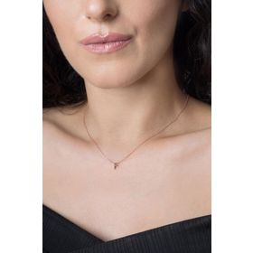 Elika Silver 925 Ayar Üç Boyutlu F Harf Rose Kaplama Kadın Gümüş Kolye