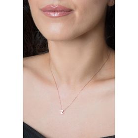 Elika Silver 925 Ayar Üç Boyutlu Z Harfi Rose Kaplama Kadın Gümüş Kolye