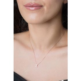 Elika Silver 925 Ayar Üç Boyutlu Z Harfi Rose Kaplama Kadın Gümüş Kolye