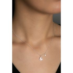 Elika Silver 925 Ayar Yıldız Detaylı Kelebek Model Kadın Gümüş Kolye