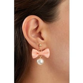 Elika Silver Fiyonk Model İnci Detaylı Gold Küpe