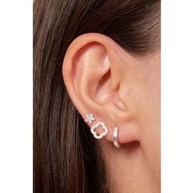 Elika Silver Kadın 925 Ayar Gümüş Üçlü Küpe Set