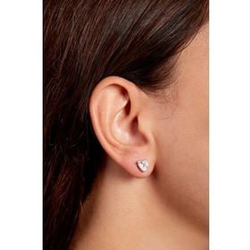 Elika Silver Kadın 925 Ayar Gümüş Zirkon Taşlı Kalp Beyaz Küpe