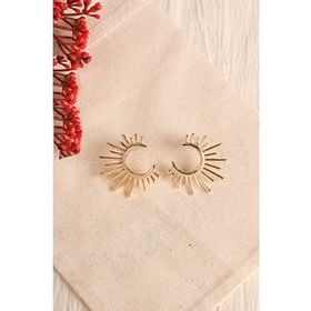 Elika Silver Kadın Altın Güneş Model Bijuteri Küpe