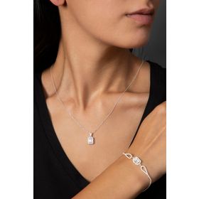 Elika Silver Kadın Baget Model 925 Ayar Gümüş Kolye Bileklik Set