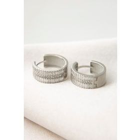 Elika Silver Kadın Baget Taşlı Halka Model 925 Ayar Gümüş Gümüş Küpe