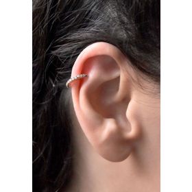 Elika Silver Kadın Beyaz Taşlı Halka Model 925 Ayar Gümüş Kıkırdak Küpe