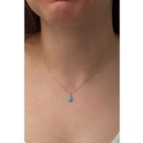 Elika Silver Kadın Damla Opal Taşlı Rose Altın Kaplama 925 Ayar Gümüş Kolye
