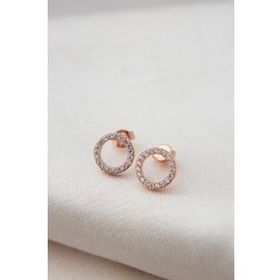 Elika Silver Kadın Halka Model 925 Ayar Gümüş Rose Küpe