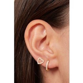 Elika Silver Kadın Kalp 925 Ayar Gümüş İkili Küpe Set