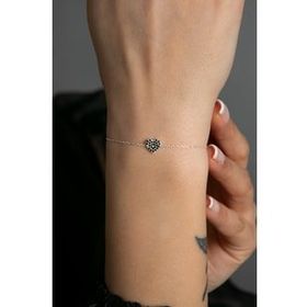 Elika Silver Kadın Kalp Model 925 Ayar Gümüş Bileklik