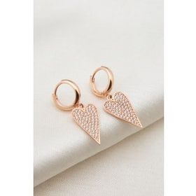 Elika Silver Kadın Kalp Model 925 Ayar Gümüş Rose Küpe