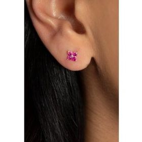 Elika Silver Kadın Minimal 925 Ayar Gümüş Pembe Küpe