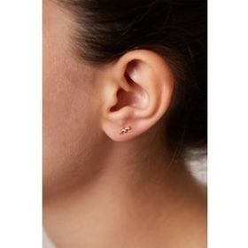 Elika Silver Kadın Minimal Üç Taş Model 925 Ayar Gümüş Altın Küpe