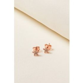 Elika Silver Kadın Minimal Yıldız Model 925 Ayar Gümüş Rose Küpe
