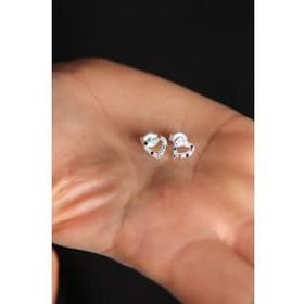 Elika Silver Kadın Mix Taşlı Kalp Model 925 Ayar Gümüş Küpe