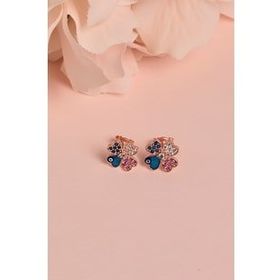 Elika Silver Kadın Nazarlı Kalp Model 925 Ayar Gümüş Rose Küpe