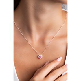 Elika Silver Kadın Pırlanta Montürlü Kalp Model 925 Ayar Gümüş Kolye