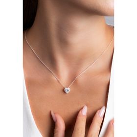 Elika Silver Kadın Pırlanta Montürlü Kalp Model 925 Ayar Gümüş Kolye