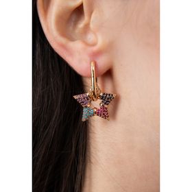 Elika Silver Kadın Renkli Taşlı Yıldız Model Küpe