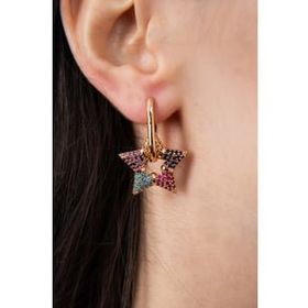 Elika Silver Kadın Renkli Taşlı Yıldız Model Küpe