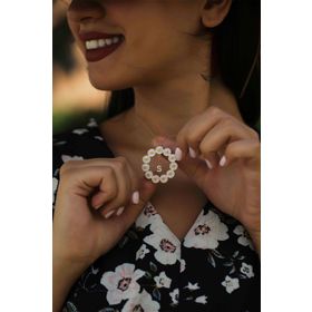 Elika Silver Kadın Rose Altın Kaplama S Harfli Papatya 925 Ayar Gümüş Kolye