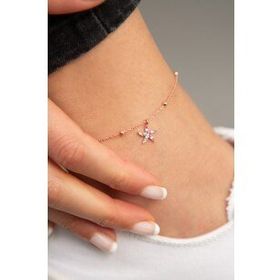 Elika Silver Kadın Rose Kaplama Deniz Yıldızı Model 925 Ayar Gümüş Halhal