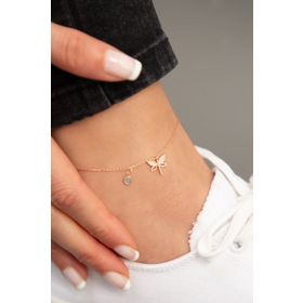 Elika Silver Kadın Rose Kaplama Taş Detaylı Yusufçuk Model 925 Ayar Gümüş Halhal