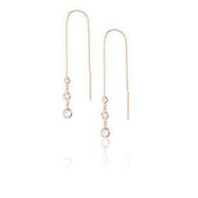 Elika Silver Kadın Sıra Taşlı Rose Kaplama 925 Ayar Gümüş Küpe