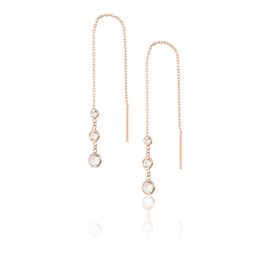 Elika Silver Kadın Sıra Taşlı Rose Kaplama 925 Ayar Gümüş Küpe